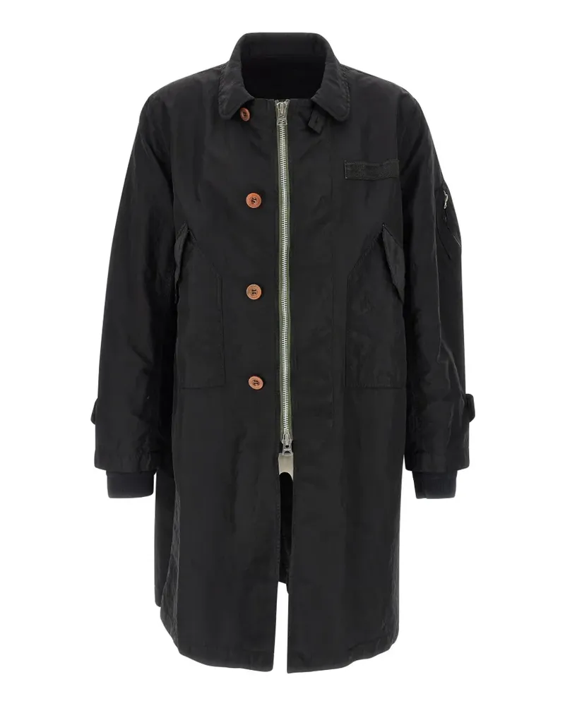 Sacai Mantel im Layering-Look - Schwarz Schwarz
