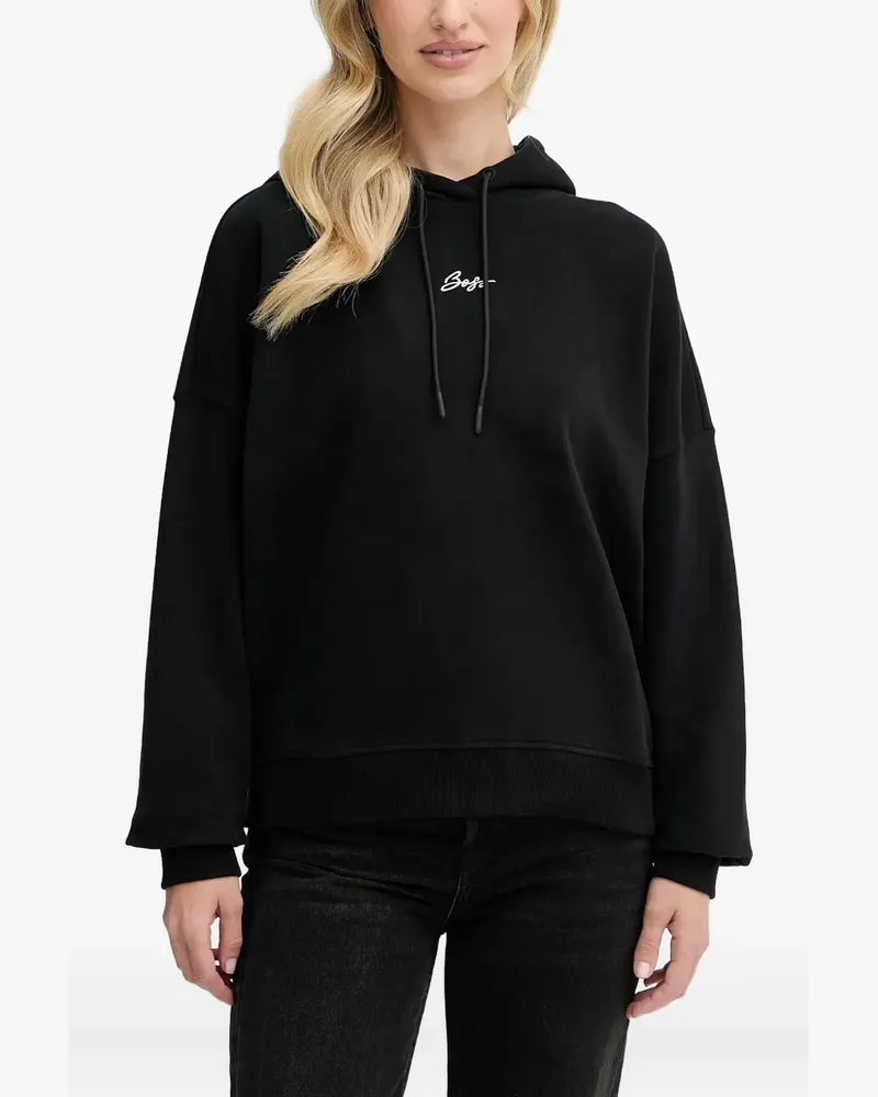 HUGO BOSS embroidered-logo hoodie - Schwarz Schwarz