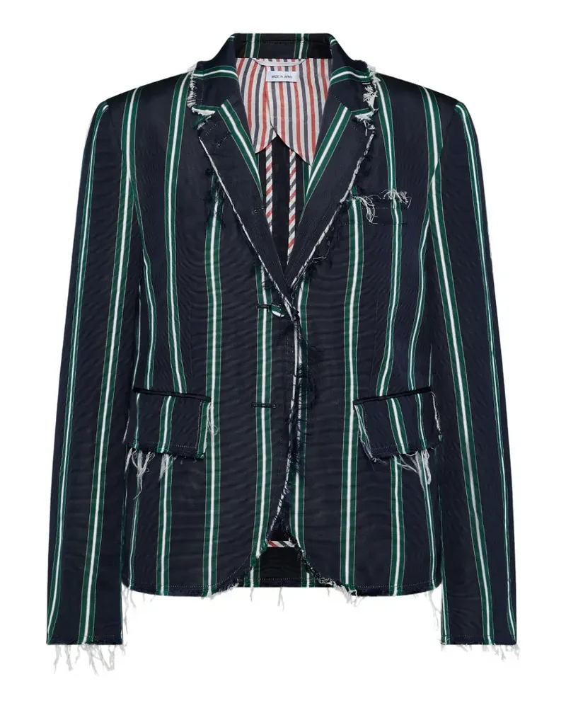 Thom Browne Gestreifter Blazer mit ungesäumten Kanten - Blau Blau