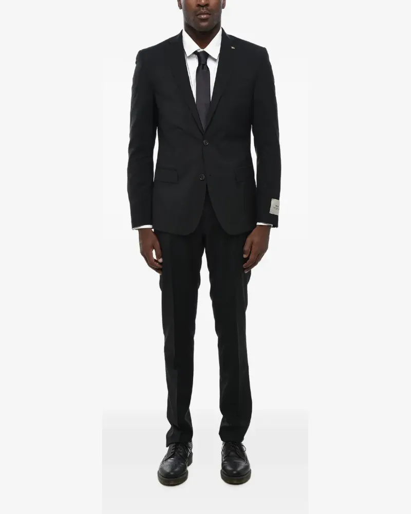 Corneliani single-breasted wool-blend suit - Schwarz Schwarz