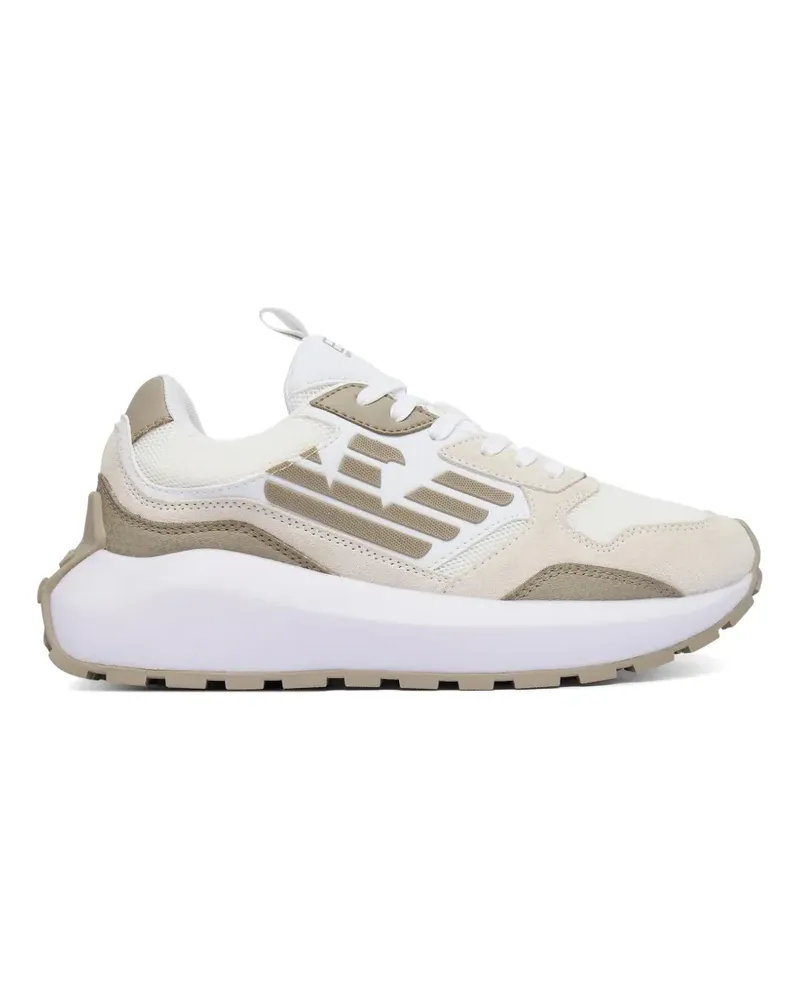 EA7 suede-panelled lace-up sneakers - Weiß Weiß