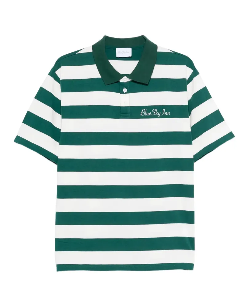 Blue Sky Inn Gestreiftes Poloshirt mit Stickerei - Grün Grün