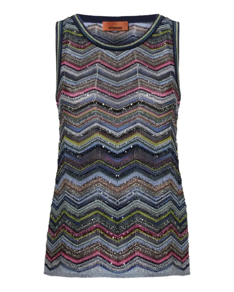Missoni Ärmelloses Chevron Oberteil aus Viskosegemisch - Blau Blau