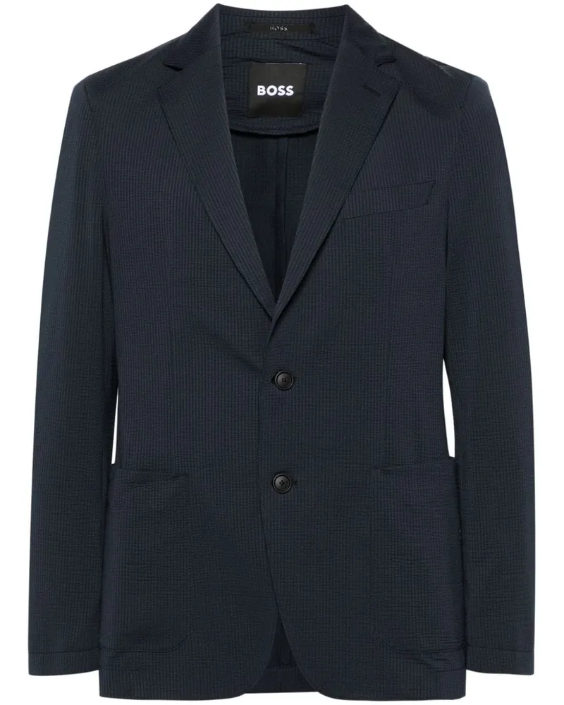HUGO BOSS Einreihiges Seersucker-Sakko - Blau Blau