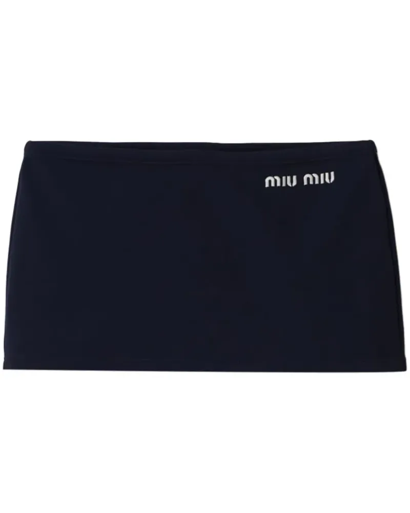 Miu Miu Minirock mit Logo-Stickerei - Blau Blau