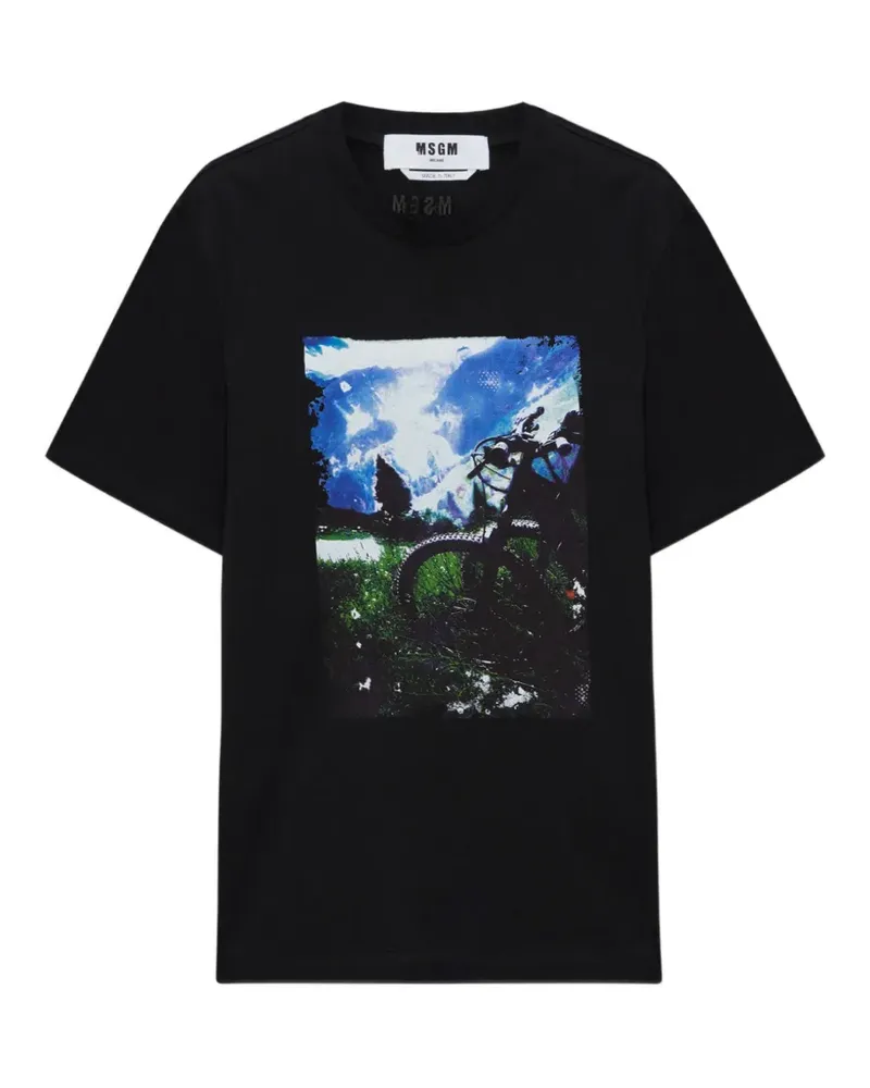 MSGM T-Shirt mit grafischem Print - Schwarz Schwarz