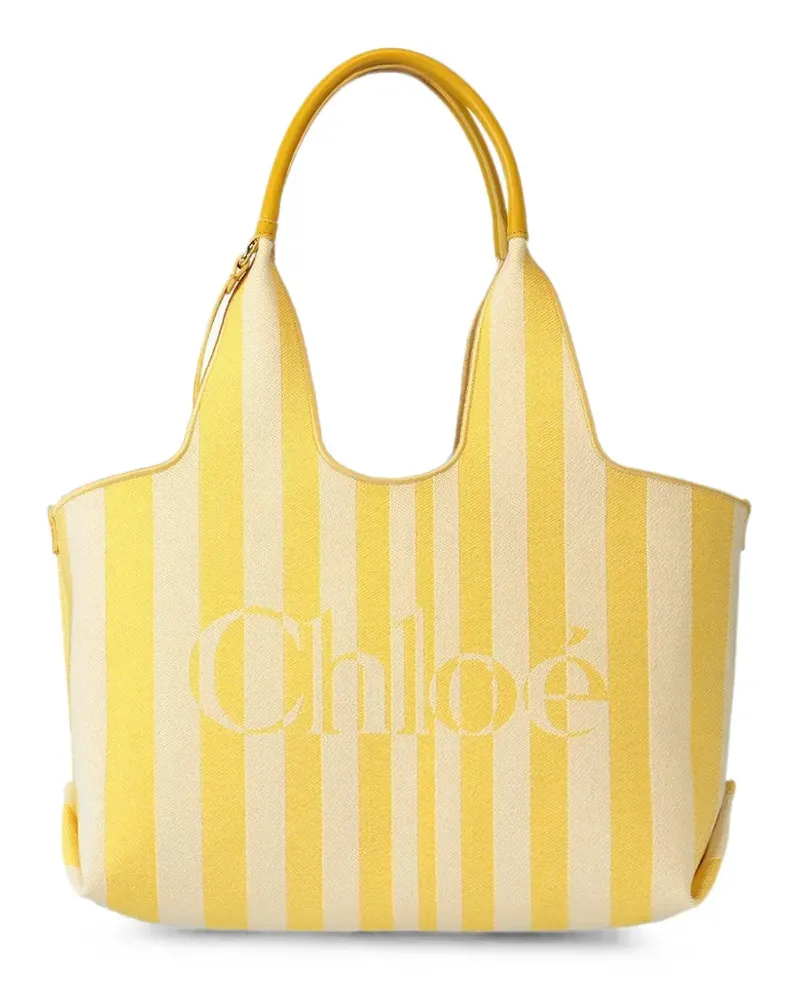 Chloé Gestreifte Tote Bag mit Logo-Print - Gelb Gelb