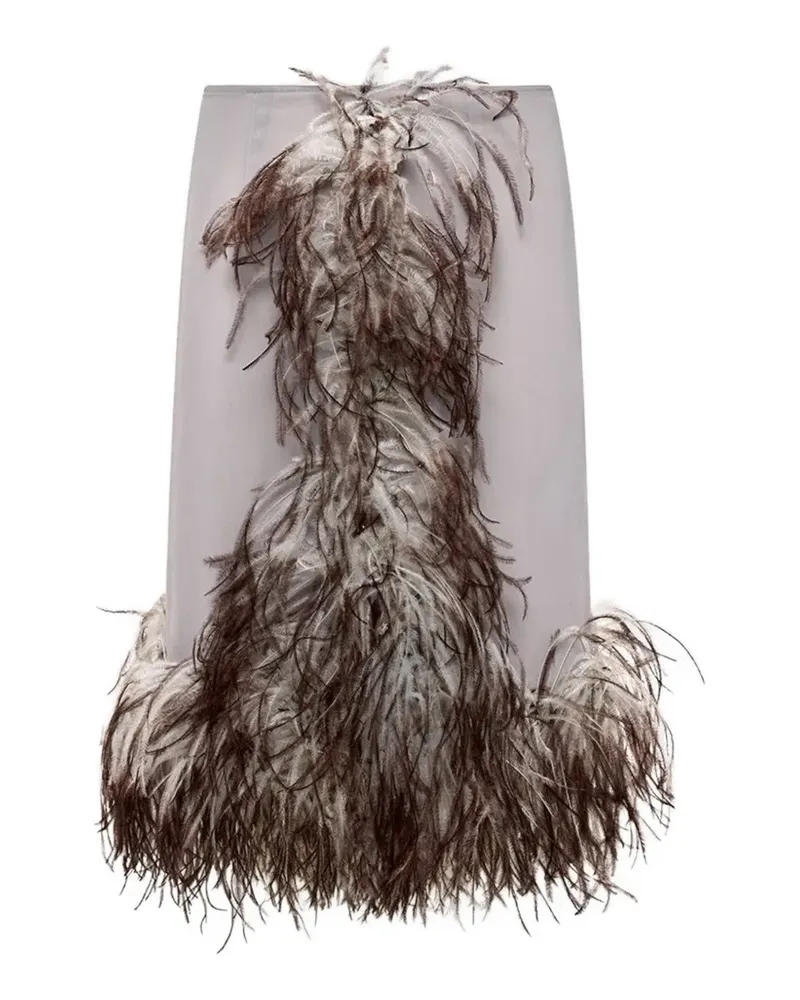 16ARLINGTON Flora feather-trim midi skirt - Grün Grün