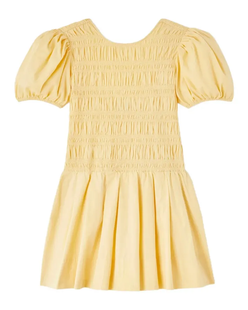 Ganni Puffärmel-Minikleid mit gerafftem Effekt - Gelb Gelb