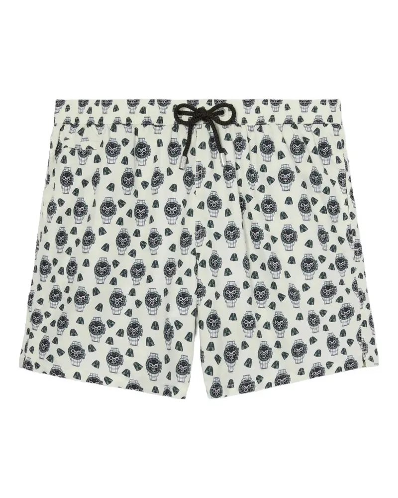 MC2 Saint Barth Lighting Badeshorts mit Uhren-Print - Weiß Weiß