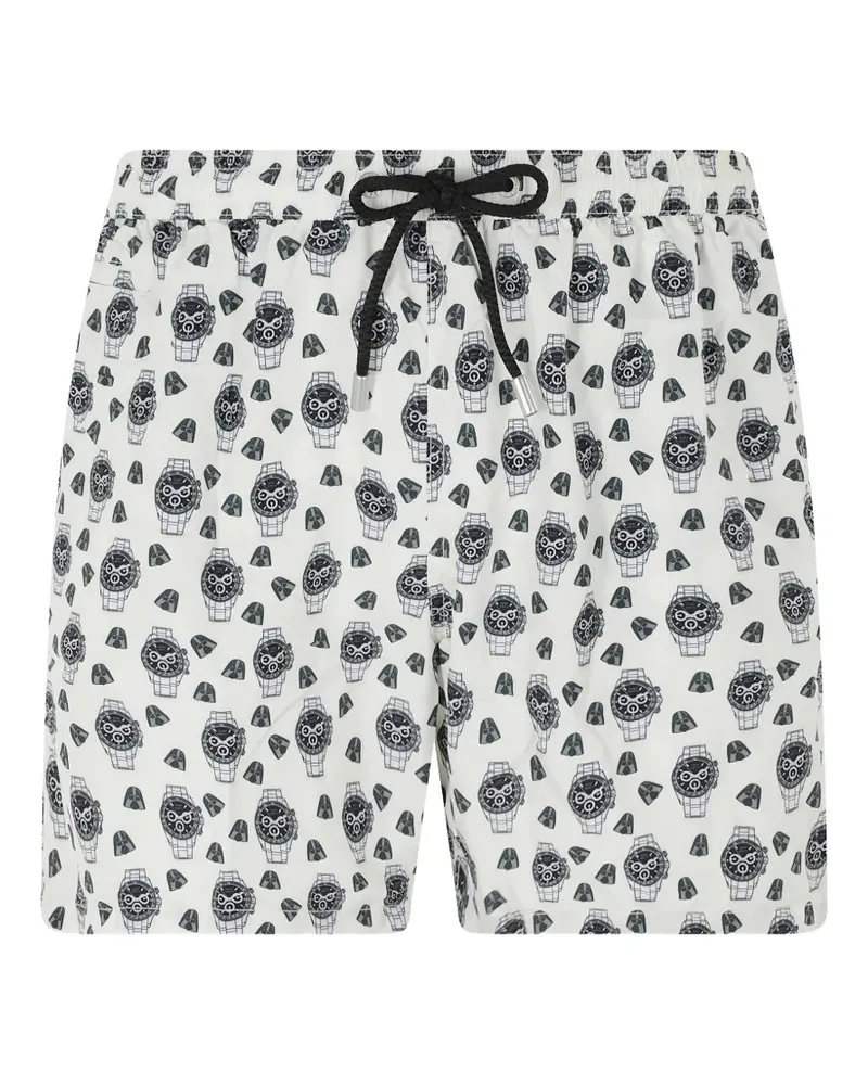MC2 Saint Barth Lighting Micro watch-print swim shorts - Weiß Weiß
