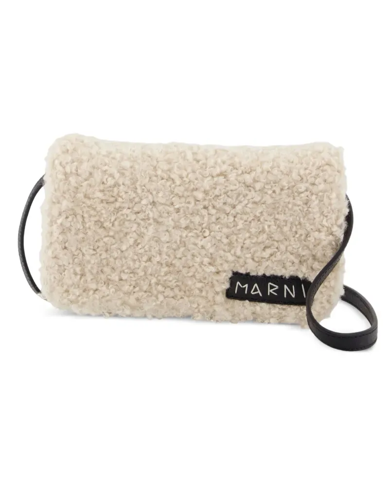 Marni Umhängetasche aus Faux Shearling - Weiß Weiß