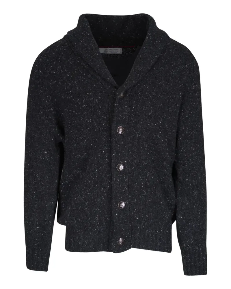 Brunello Cucinelli shawl-collar speckled cardigan - Grau Grau