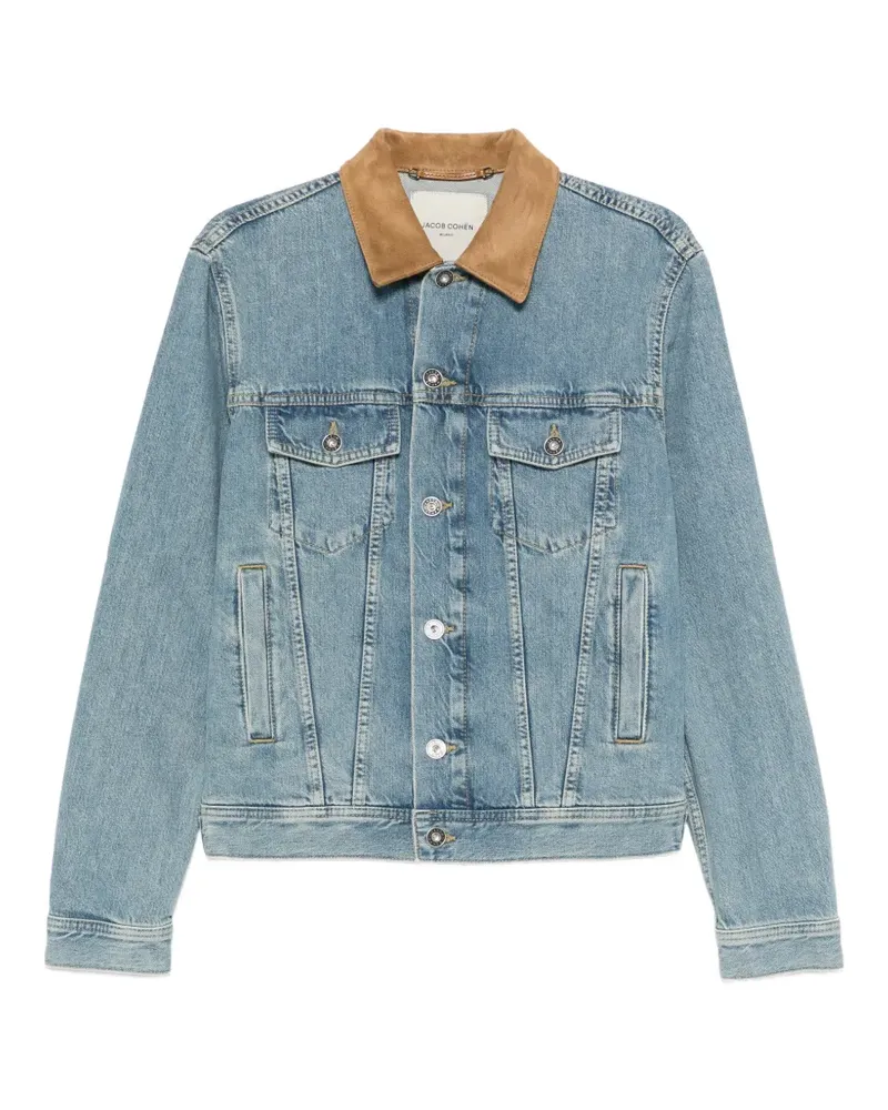 Jacob Cohën Jacke mit Lederkragen - Blau Blau