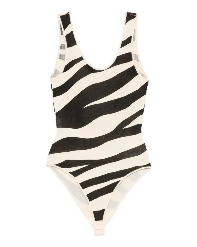 Sandro Body mit Zebra-Print - Nude Nude