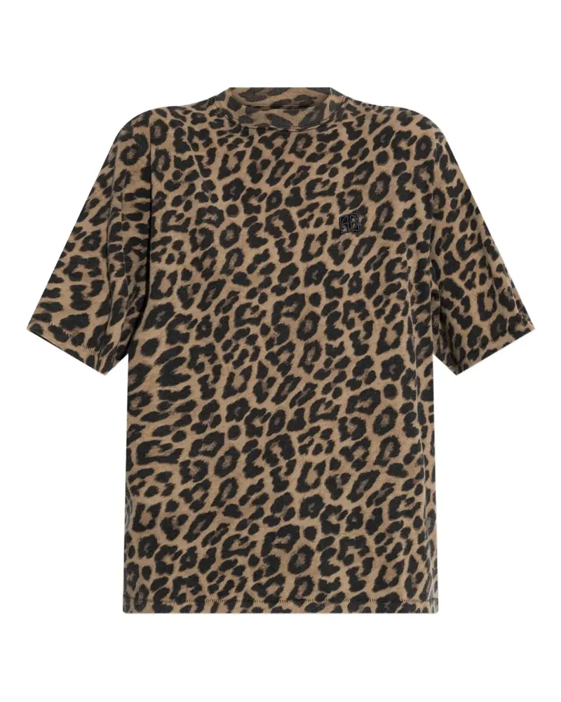 Anine Bing T-Shirt mit Leoparden-Print - Schwarz Schwarz