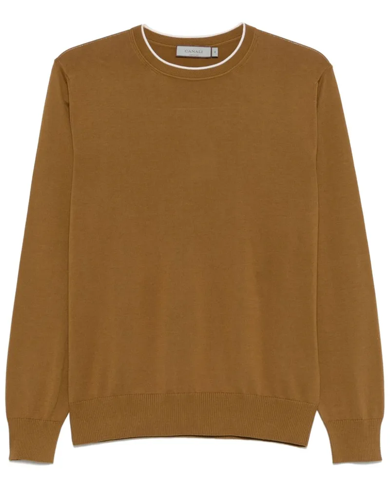 Canali Pullover mit Kontrastdetails - Braun Braun