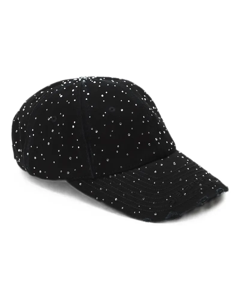 Alexander Wang Kristallverzierte Baseballkappe im Distressed-Look - Schwarz Schwarz