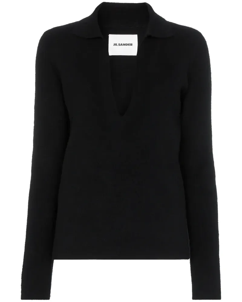 Jil Sander Pullover mit V-Kragen - Schwarz Schwarz