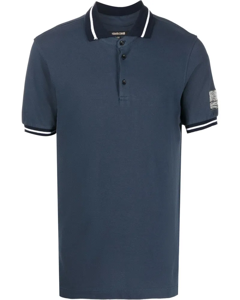 Roberto Cavalli Poloshirt mit Slogan-Print - Blau Blau