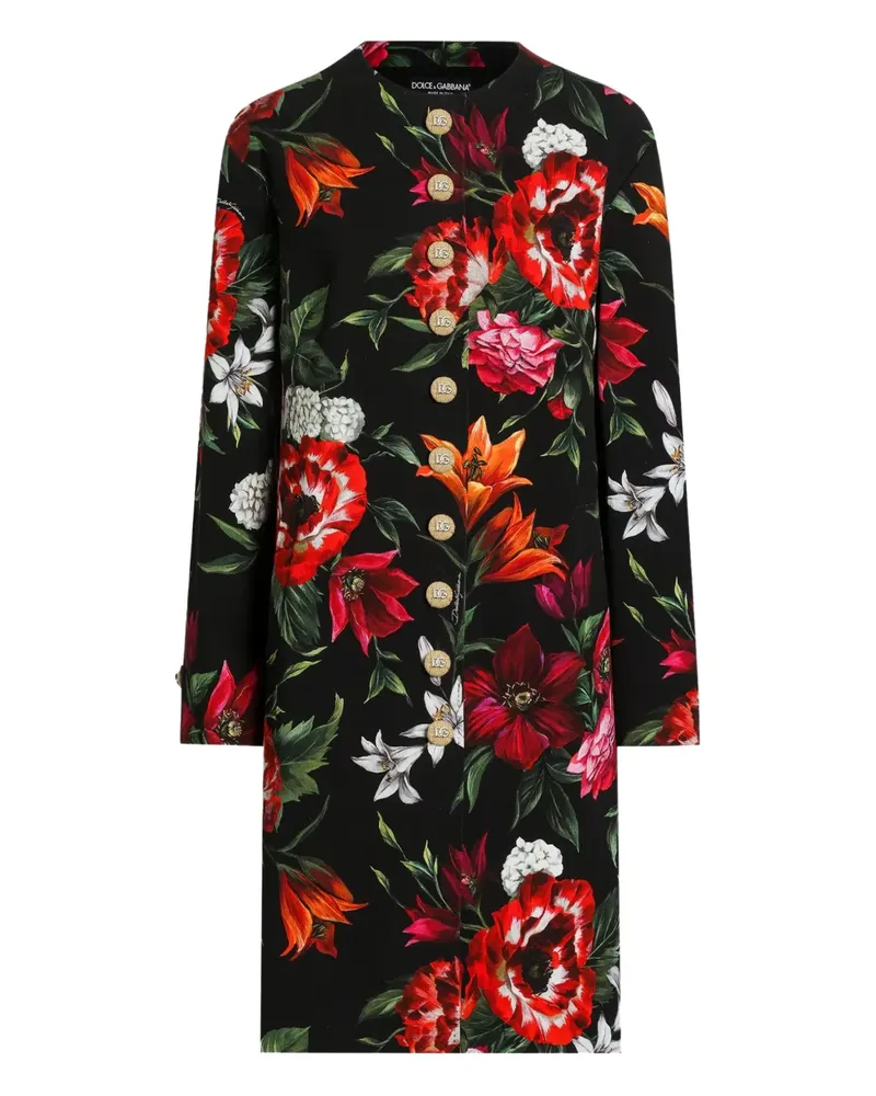 Dolce & Gabbana Mantel mit Blumen-Print - Schwarz Schwarz