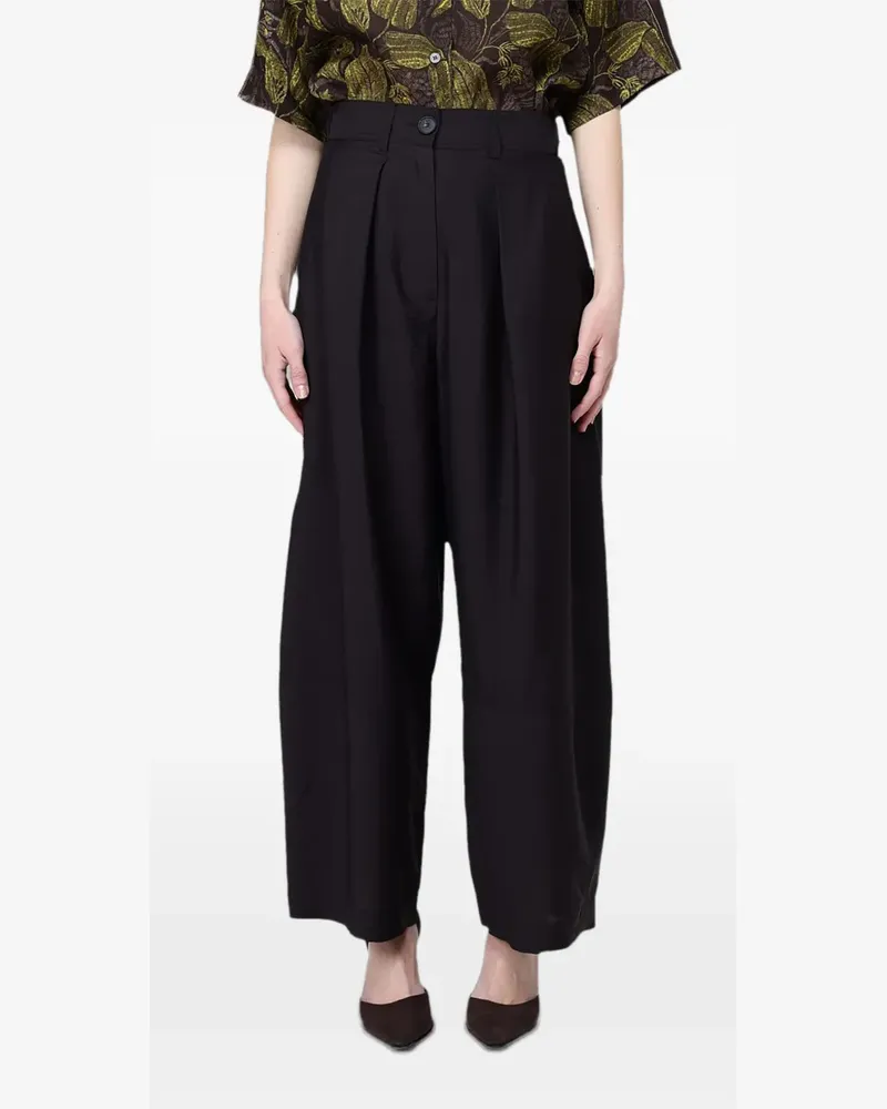 TELA pleated twill palazzo pants - Schwarz Schwarz
