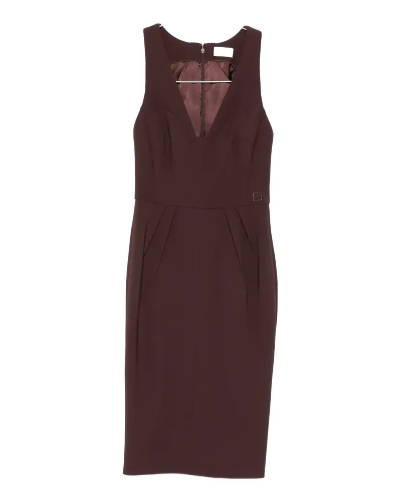 Elisabetta Franchi V-neck midi dress - Braun Braun