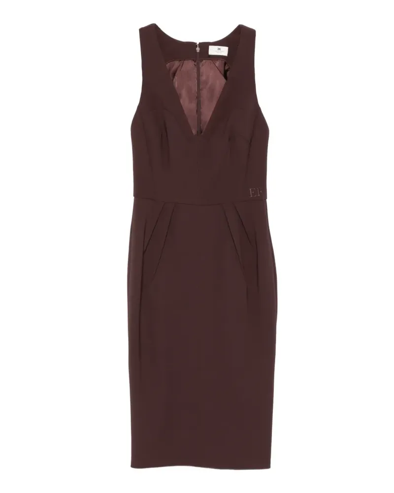 Elisabetta Franchi V-neck midi dress - Braun Braun