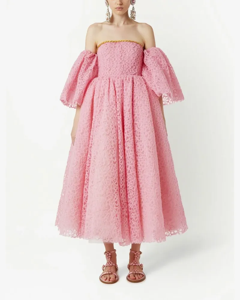 Giambattista Valli Midikleid mit Spitzenstickerei - Rosa Rosa