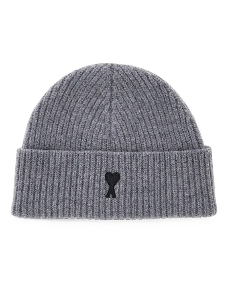 AMI Paris Ami de Coeur ribbed-knit beanie hat - Grau Grau