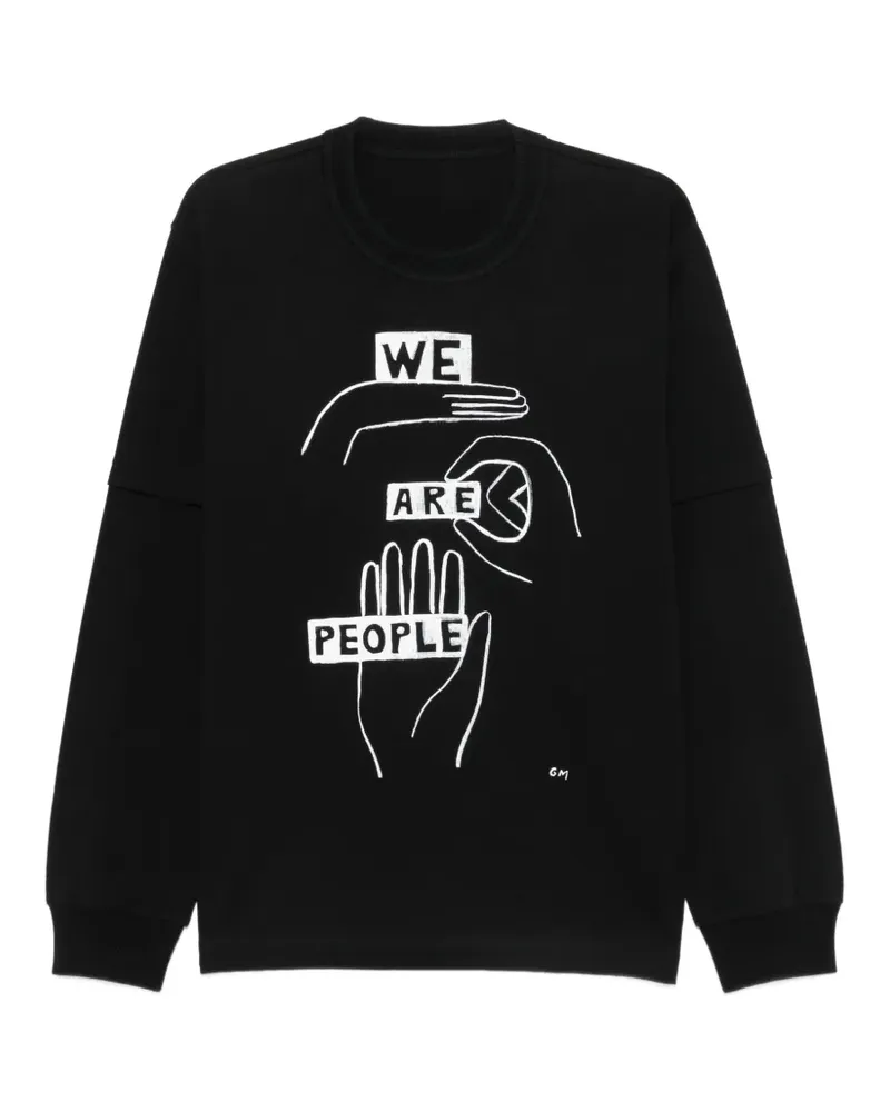 Sacai Langarmshirt mit grafischem Print - Schwarz Schwarz
