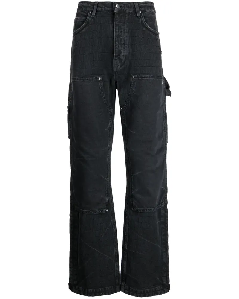 Amiri Halbhohe Straight-Leg-Jeans - Schwarz Schwarz