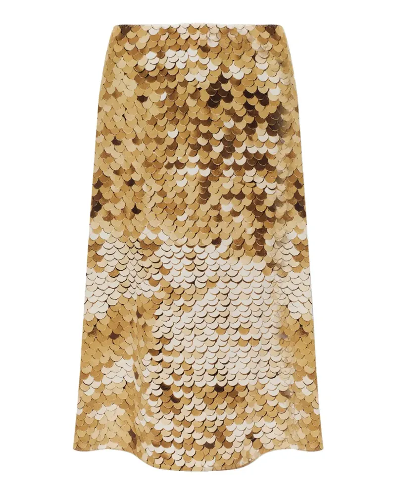 Moschino Seiden-Midirock mit Pailletten-Print - Gold Gold