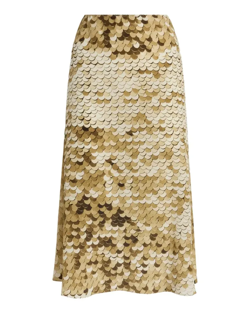 Moschino Seiden-Midirock mit Pailletten-Print - Gold Gold