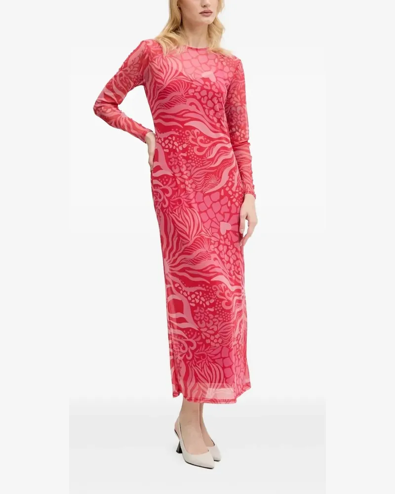 Never Fully Dressed Mesh-Kleid mit abstraktem Print - Rosa Rosa