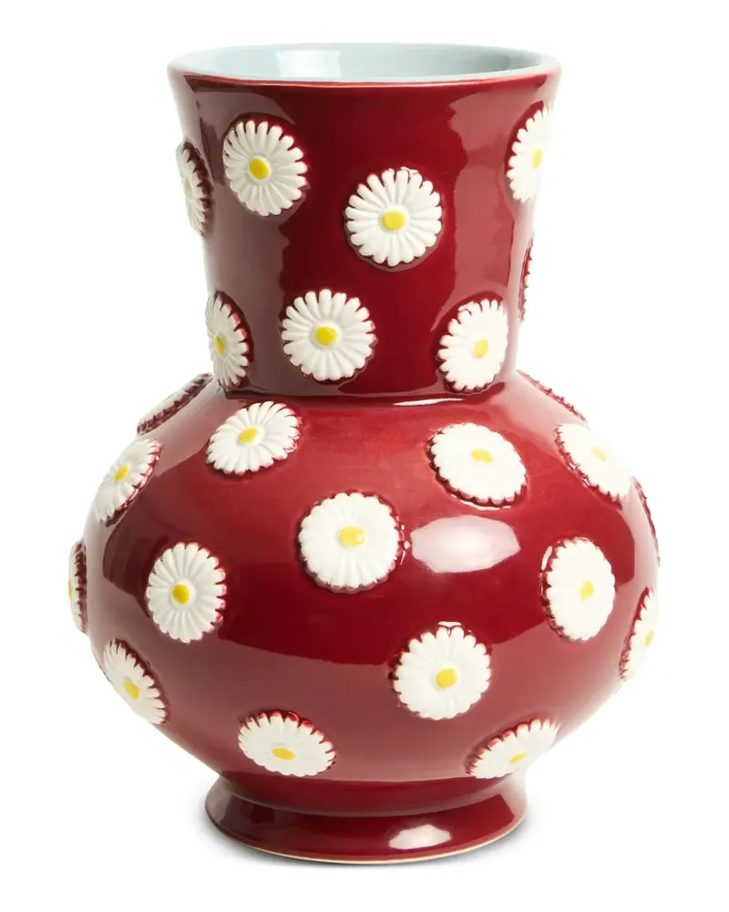 La DoubleJ Vase mit Margeriten-Motiv - Rot Rot