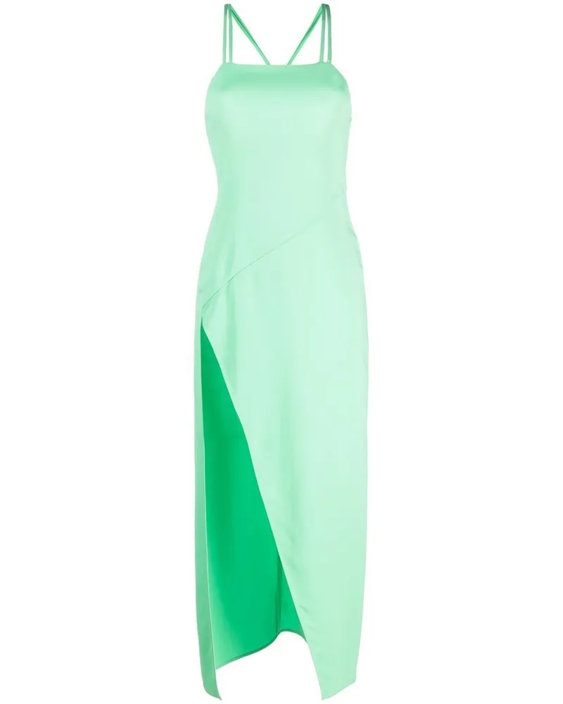 ATTICO Midikleid mit Spaghettiträgern - Grün Grün
