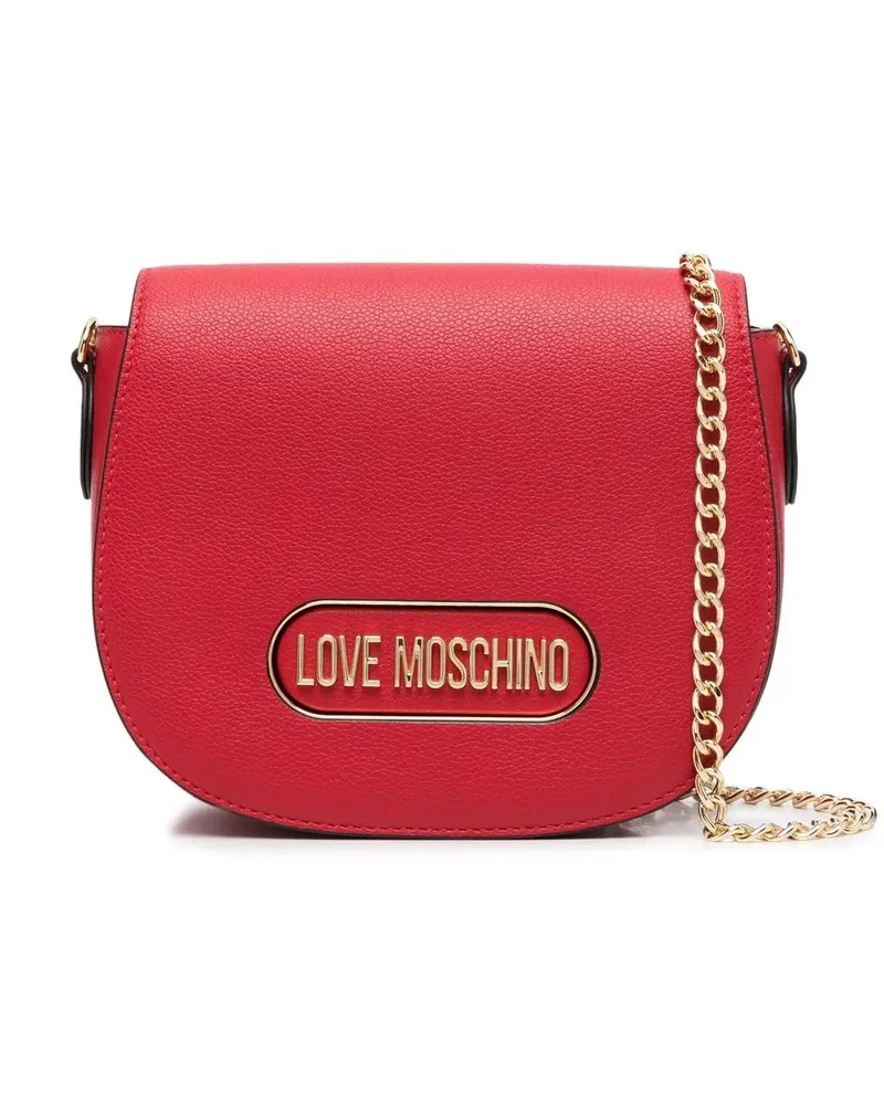 Moschino Satchel-Tasche mit Logo-Schild - Rot Rot