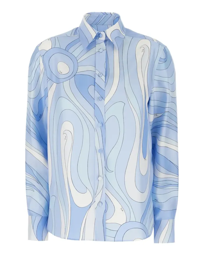 Emilio Pucci marmo-print silk blouse - Blau Blau