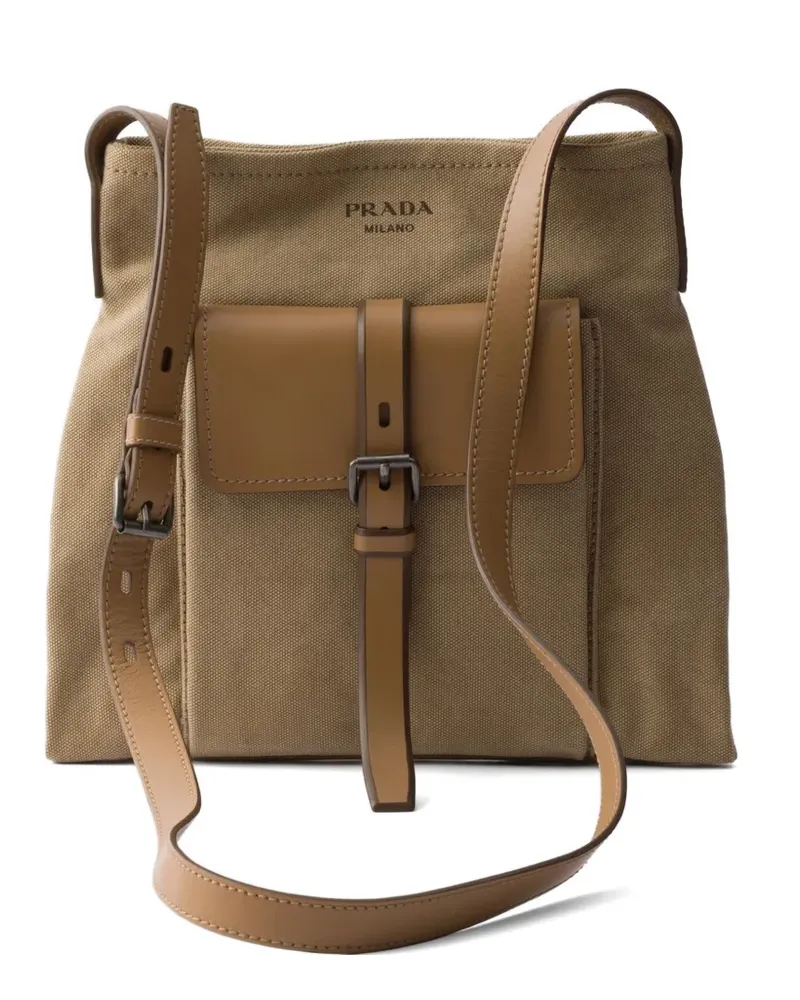 Prada Route canvas and leather shoulder bag - Nude Nude