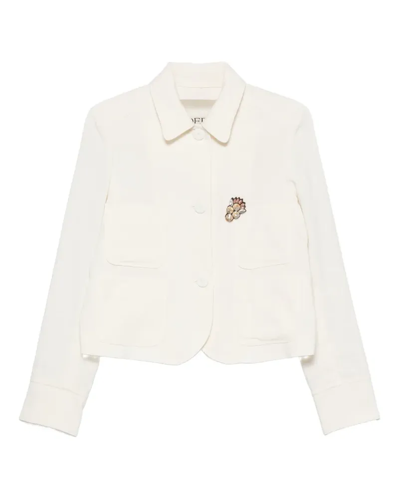 ODEEH crystal-embellished patch-pocket jacket - Nude Nude
