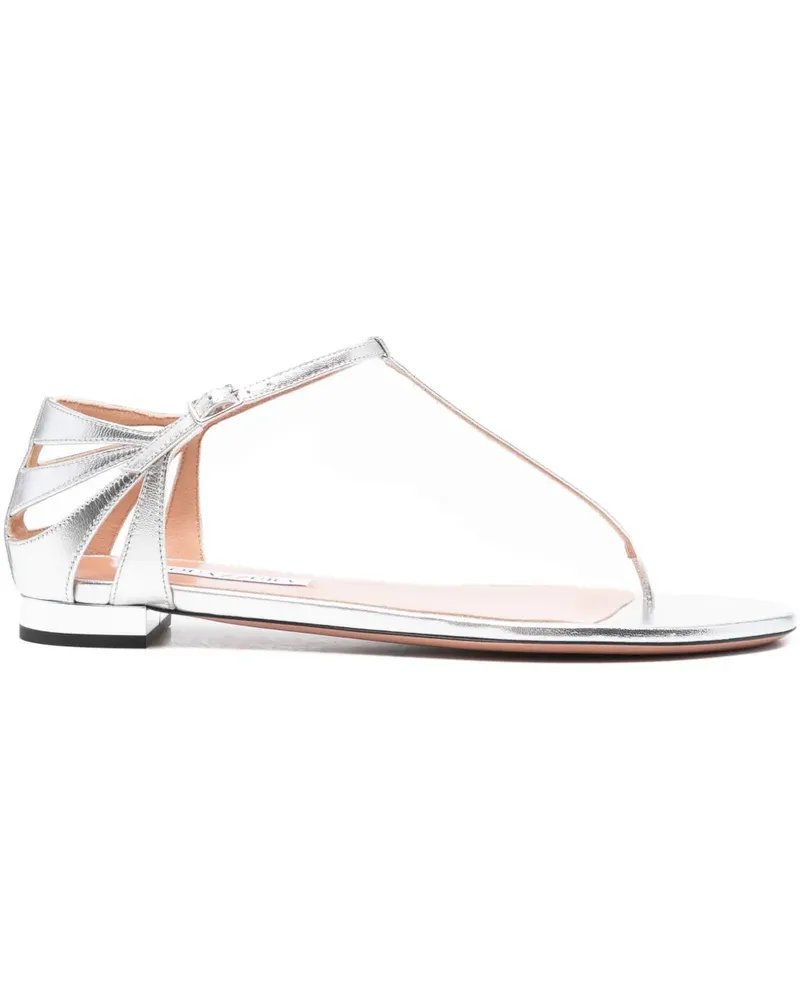 Aquazzura Flache Frida Sandalen mit T-Riemen - Silber Silber