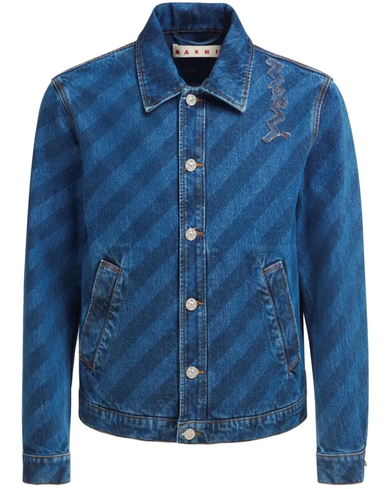 Marni Jeansjacke mit diagonalen Streifen - Blau Blau