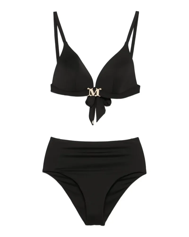 Max Mara Abelia Bikini mit Schleifendetail - Schwarz Schwarz