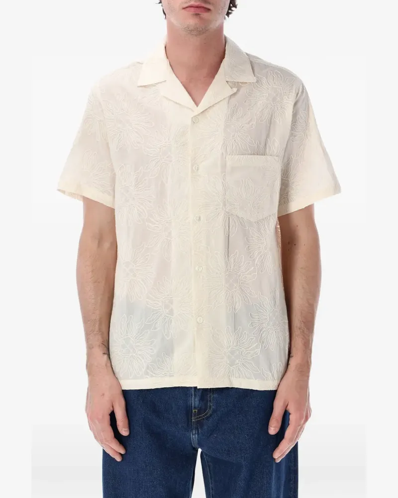 Portuguese Flannel Duke floral-embroidered shirt - Weiß Weiß