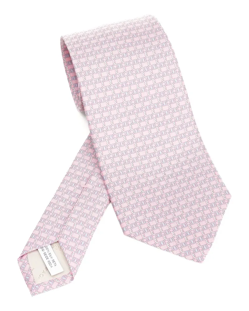 Ferragamo Seidenkrawatte mit Kettenmuster - Rosa Rosa