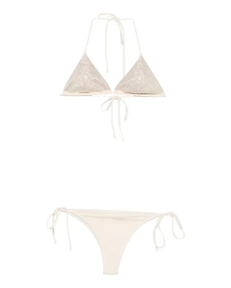MC2 Saint Barth Maleah strass-embellished triangle bikini - Nude Nude