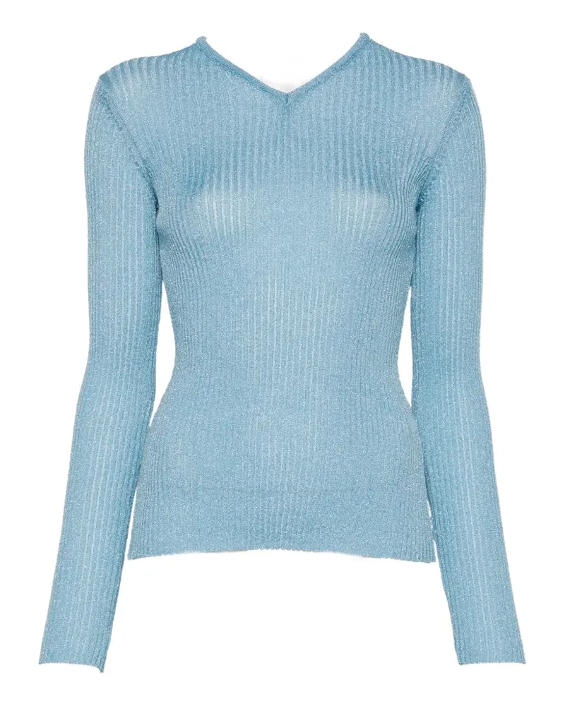 Maje ribbed-knit V-neck sweatshirt - Blau Blau