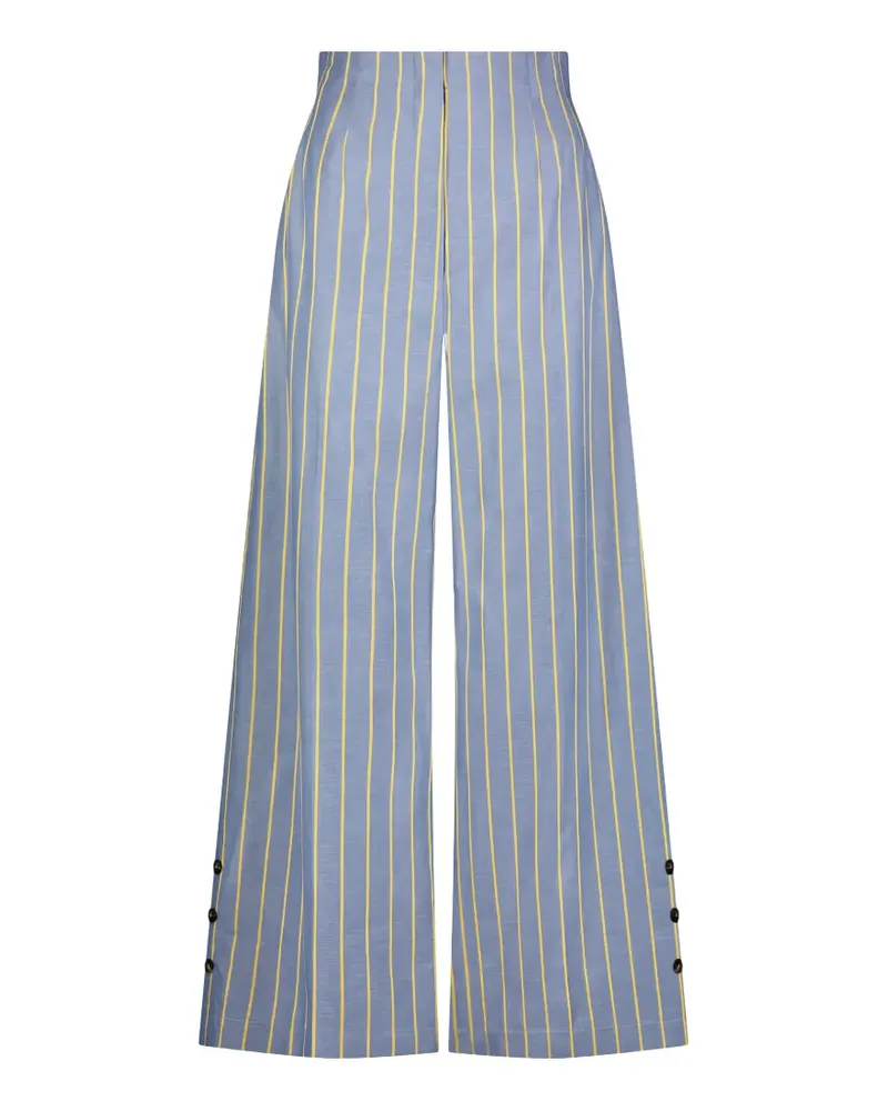 Lela Rose striped button-detail trousers - Blau Blau