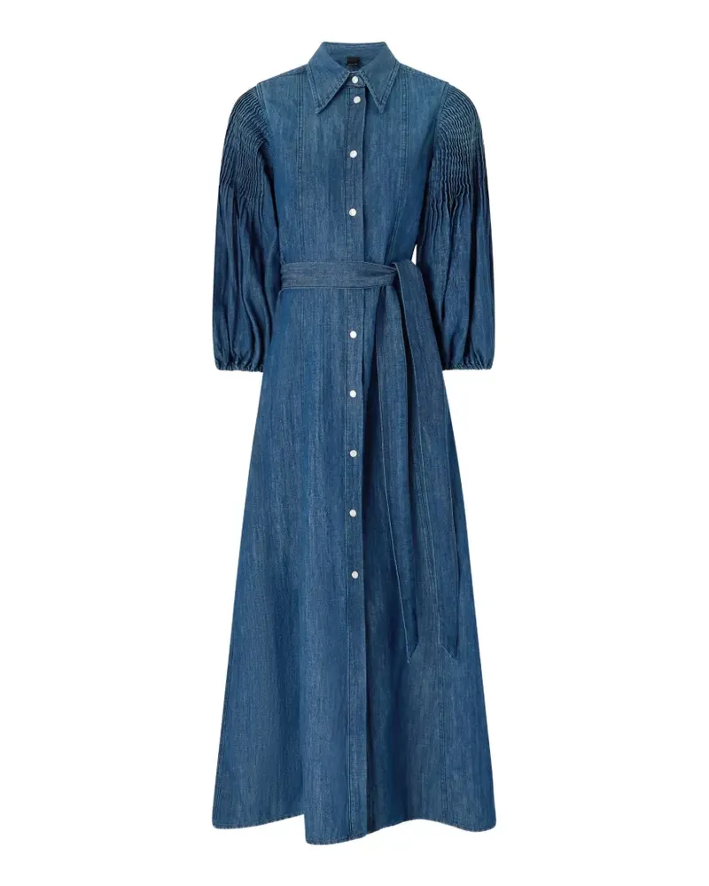 Pinko shirred belted denim dress - Blau Blau